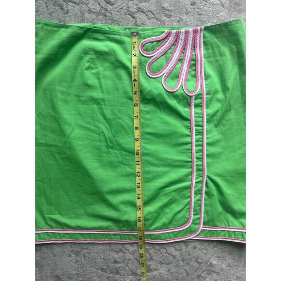 Vintage Lilly Pulitzer Skirt Women’s Size 10 Green Pink Trim Cotton Mini Preppy - Picture 6 of 7